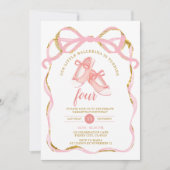 Invitation Ruban rose Tutu Ballerina (Devant)