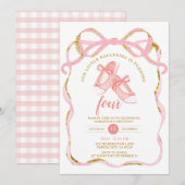 Invitation Ruban rose Tutu Ballerina (Devant / Derrière)