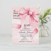 Invitation Ruban rose "Une adorable petite fille est en route (Debout devant)