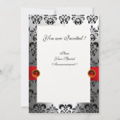 INVITATION RUBAN ROUGE ARGENT NOIR DAMAS MONOGRAMME (Dos)