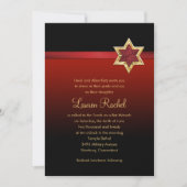Invitation Ruban rouge bat mitzvah et étoile (Devant)