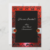 Invitation RUBAN ROUGE BLANC & MONOGRAMME EN DAMAS NOIR Rubis (Dos)