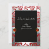 Invitation RUBAN ROUGE BLANC & MONOGRAMME EN DAMAS NOIR Ruby (Dos)