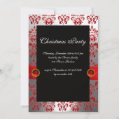 Invitation RUBAN ROUGE BLANC NOIR DAMAS FÊTE DE FÊTES Rubis (Dos)