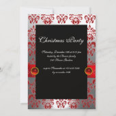 INVITATION RUBAN ROUGE BLANC NOIR DAMASK FÊTE DE FINS D'ANNÉE (Dos)