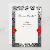 INVITATION RUBAN ROUGE BLANC NOIR DAMASSÉ MONOGRAMME (Dos)