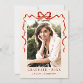 Invitation Ruban rouge branché 4 PHOTO Fête de graduation (Devant)