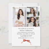 Invitation Ruban rouge branché 4 PHOTO Fête de graduation (Dos)