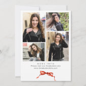 Invitation Ruban rouge branché 4 PHOTO Fête de graduation (Dos)