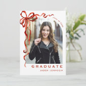 Invitation Ruban rouge branché 4 PHOTO Fête de graduation (Debout devant)