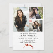 Invitation Ruban rouge branché 4 PHOTO Fête de graduation (Dos)