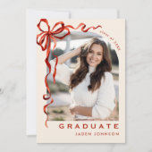 Invitation Ruban rouge branché 5 PHOTO de la fête de graduati (Devant)