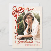 Invitation Ruban rouge branché 5 PHOTO de la fête de graduati (Devant)