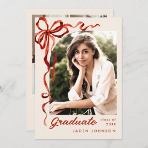 Invitation Ruban rouge branché 5 PHOTO de la fête de graduati