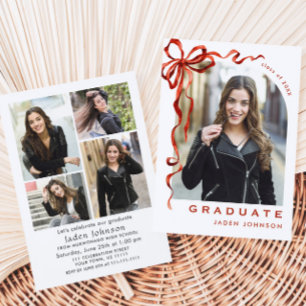 Invitation Ruban rouge branché 5 PHOTO de la fête de graduati