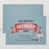 Invitation Ruban Rouge Enterrement de Vie de Garçon / Célibat (Devant / Derrière)