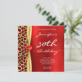 Invitation Ruban rouge léopard Gem Gem 30e anniversaire (Debout devant)
