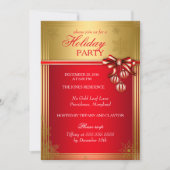 Invitation Ruban Rouge Or Noël Fêtes (Devant)
