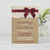 Invitation Ruban Rouge Sur Fête des mariées Kraft & Dentelle (Debout devant)