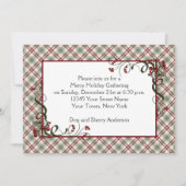 Invitation Ruban rouge vert Plaid Holly Berries (Devant)