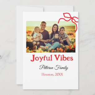 Invitation Ruban rouge vibes joyeuses ajouter nom de famille