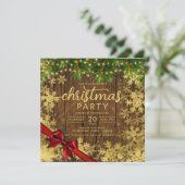 Invitation Ruban Rustique Gold Snow & Pine Lights Company Xma (Debout devant)