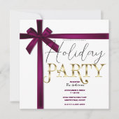 Invitation Ruban Satiné en Forme de Nœud pour Vin Noël Fête d (Devant)