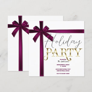 Invitation Ruban Satiné en Forme de Nœud pour Vin Noël Fête d