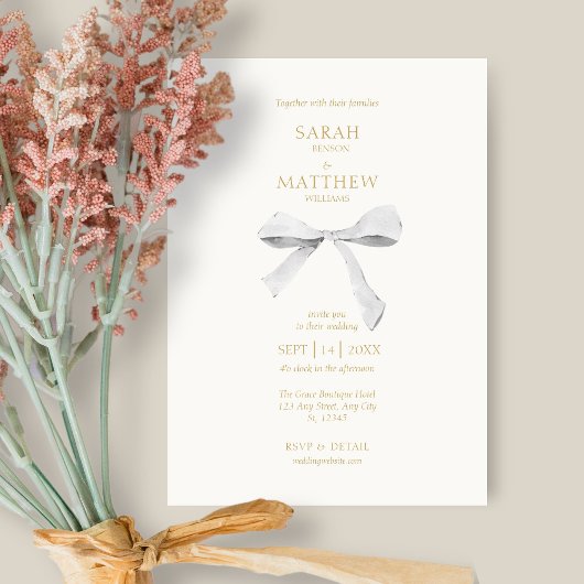 Invitation Ruban simple et tendance | Mariage blanc désactivé