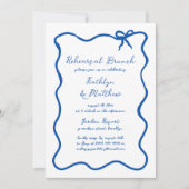 Invitation Ruban tiré à la main Français Blue Rehearsal Brunc (Devant)