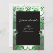 Invitation RUBAN VERT BLANC & DAMAS NOIR MONOGRAMME Orange (Dos)