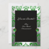 Invitation RUBAN VERT BLANC & MONOGRAMME DAMAS NOIR Or (Dos)