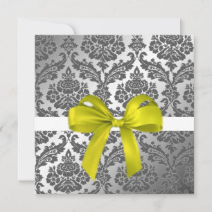 Invitation ruban vert damas noir invitation, ajoutez texte