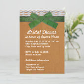 Invitation Ruban vert, dentelle, Fête des mariées Burlap Tan  (Debout devant)