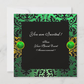 INVITATION RUBAN VERT OR COEUR CELTIQUE DAMASSÉ MONOGRAMME (Dos)