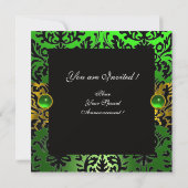 INVITATION RUBAN VERT OR JAUNE NOIR  DAMAS MONOGRAMME (Dos)