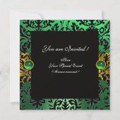 INVITATION RUBAN VERT OR JAUNE NOIR MONOGRAMME DAMAS (Dos)