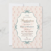 Invitation Ruban vintage pastel bleu rose diplôme (Devant)