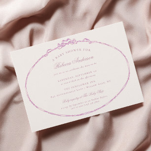 Invitation Ruban Vintage Rose Élégant Fille Baby Shower