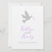 Invitation Ruban violet de colombe forme simple mariage invit (Devant)