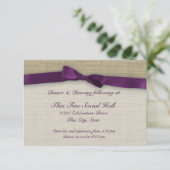Invitation Ruban violet et réception Burlap (Debout devant)