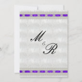 Invitation Ruban violet, Mariage satiné blanc (Devant)