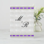 Invitation Ruban violet, Mariage satiné blanc (Debout devant)