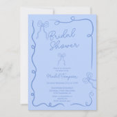 Invitation Rubans à arcs bleus chic illustrations Douche nupt (Devant)