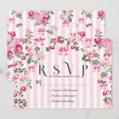 Invitation Rubans à Coquettes Roses Roses Anciennes Rayures (Devant / Derrière)