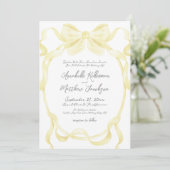 Invitation Rubans à nœud jaune élégant Mariage fantaisiste (Debout devant)