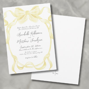 Invitation Rubans à nœud jaune élégant Mariage fantaisiste