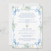 Invitation Rubans Bows Bleus & Baby shower Cadre Floral (Devant)