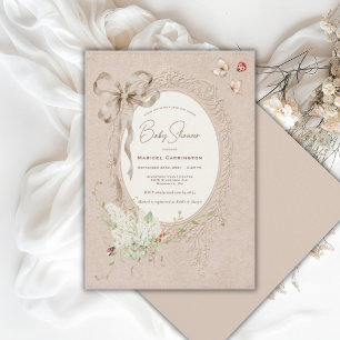 Invitation Rubans de lilas blancs bébé fantaisiste vintage
