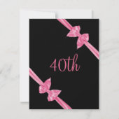 Invitation Rubans de satin rose élégants 40e anniversaire (Devant)